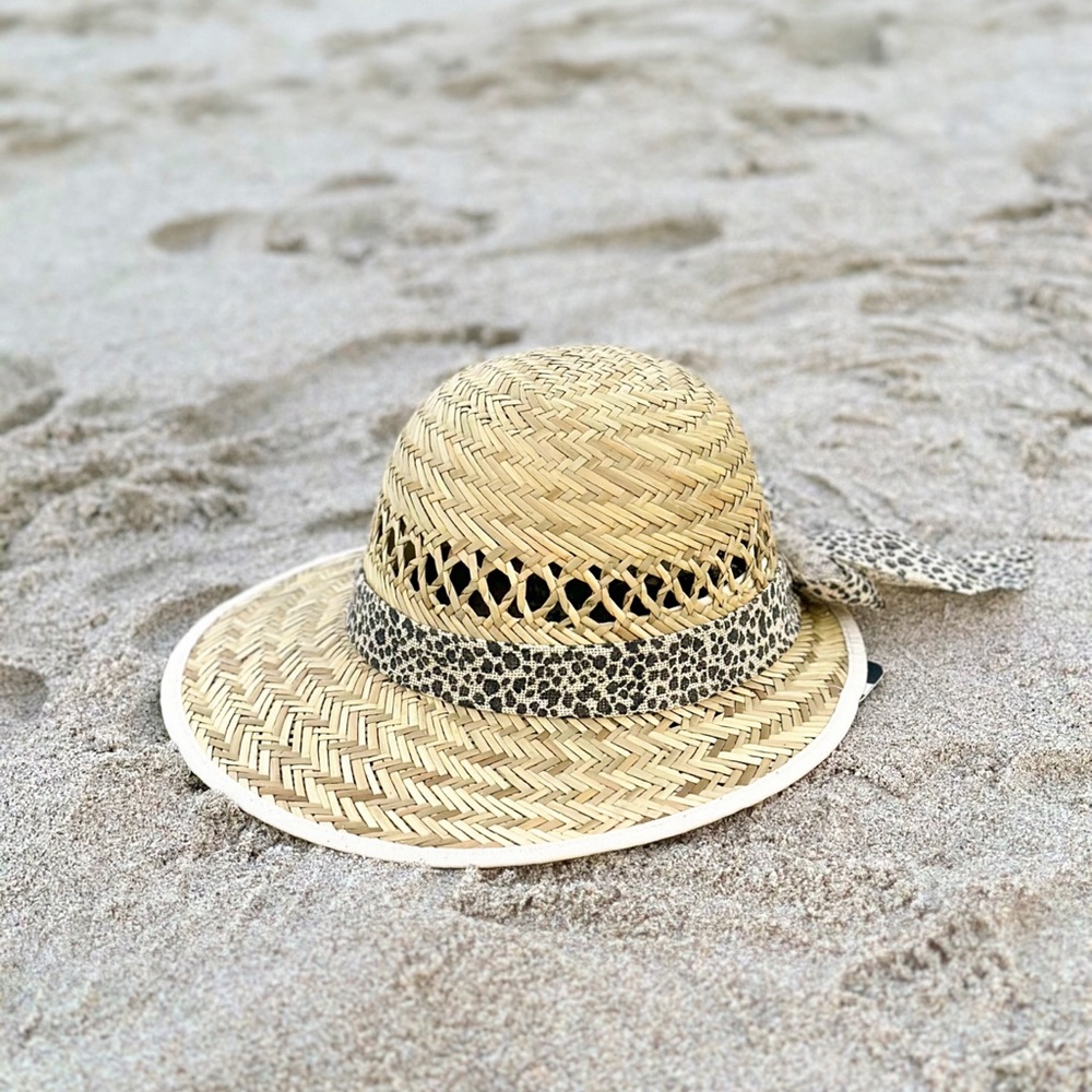 Leopard Chic Natural Straw Sun Visor